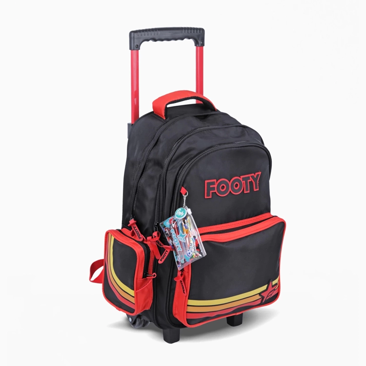 Mochila Escolar Footy 2026 Color Line Negra con Carro 18" Art.F26431